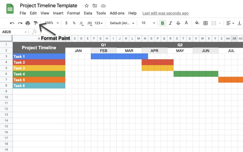 Mẫu quản lý công việc bằng Excel theo Timeline